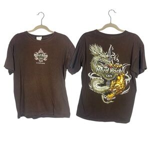 Vintage Hard Rock Cafe Cleveland Graphic Y2K Dragon Print Shirt Medium